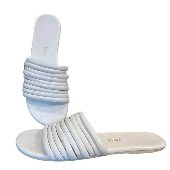 TKEES Caro Cream Leather Flat Sandals Size 9 - Picture 4 of 9